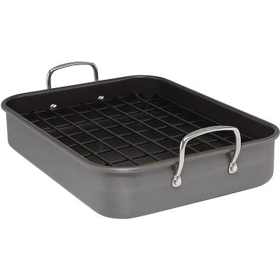 China Sustainable Bakeware Hot Selling Nonstick Roaster with Flat Rack Professional Aluminum Nonstick Pan for sale