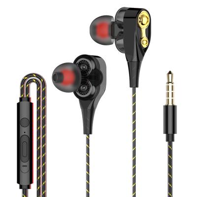 China Universal In-Ear Subwoofer Headphones Dual Dual Speakers Dynamics In-Ear Sport Headphones for sale