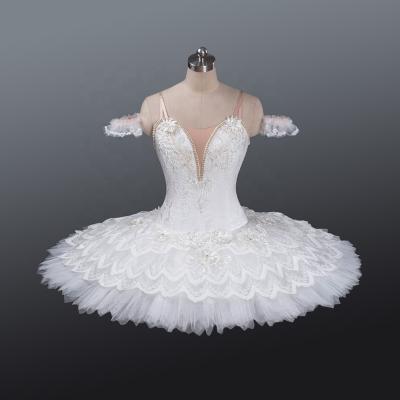 China White Hanging Ballet Tutu Ballet Kids 12 Layers Tulle Bell Tutu Swan Lake Swan Lake Tutu Crepe Dresses White Solo Classical Stiff Dance for sale