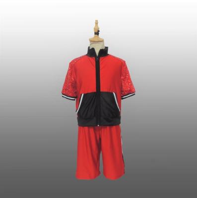 China from above & Tees OEM Performance Wear Teams Short Sleeve Two Piece Sports Wear Boys Loose Short Sleeve Zipper Pullover Dance Hip Hop Suits for sale