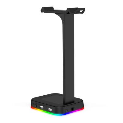 China Display Stand Holder Shelf Earphone Hanger with RGB Lights Gaming Earphone Stand Headphone Stand with 2 USB Port for sale