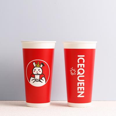 China Disposable Christmas 20oz 700ml Disposable Paper Cup Small MOQ Single Wall Custom Print Take Away Ice Tea Coffee Hot Cold Drink with Lid for sale