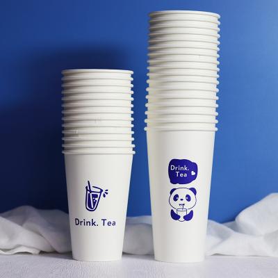 China Disposable Blue 20oz 700ml Disposable Paper Cup Small MOQ Single Wall Custom Print Take Away Ice Boba Tea Coffee Hot Cold Drink with Lid for sale