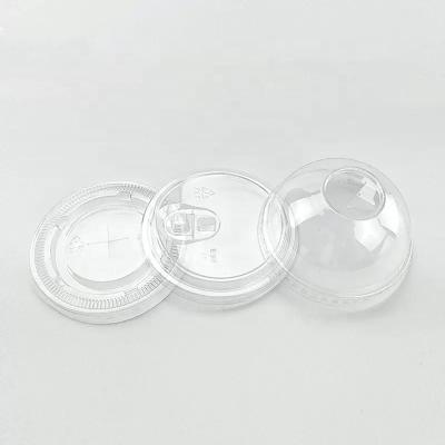 China Non Spill 78 89 93 95 96 98mm PET Flat Lid Cold Drink Cola Cover Clear Crystal Plastic for Disposable To Go Takeaway Iced Coffee Tea Cup for sale