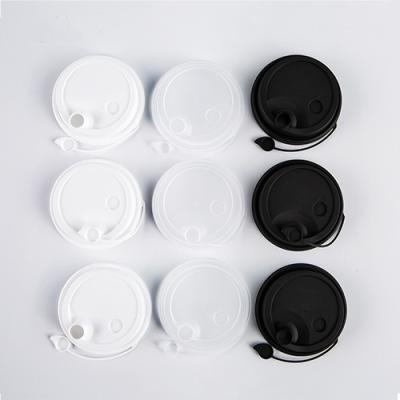 China Non Spill 90mm Plastic Lid Cover with Stopper Black White Clear Custom Color for Iced Cold Hot Drink Coffee Tea Paper Disposable To Go Cup for sale