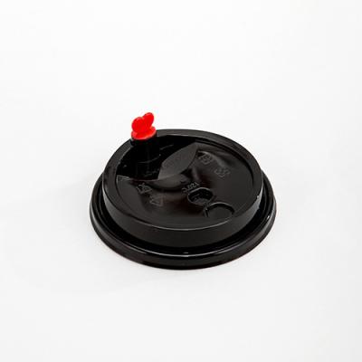 China Non Spill 90mm 95mm PP Injection Lid Cover with Heart Plug Black Custom Color for Paper Plastic Disposable Coffee Hot Cold Ice Drink Cup for sale