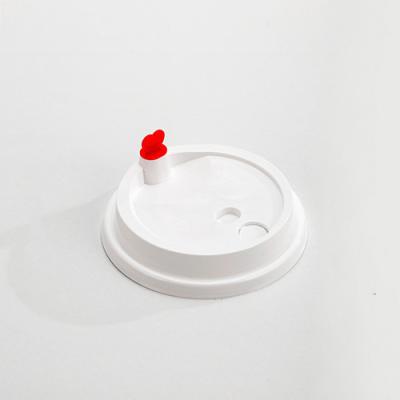 China Non Spill 90mm 95mm PP Injection Lid Cover with Heart Stopper White Semi Frosted for Cold Drink Coffee Tea Paper Plastic Disposable Cup for sale