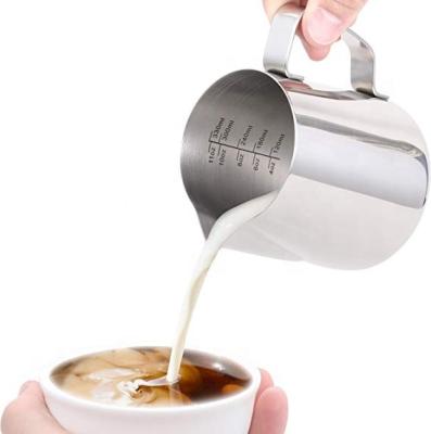 China Sustainable Stainless Steel Milk Frothing Pouring Cup 150/350/600/1000ml Jug Cappuccino Jug Espresso Cup Creamer for sale