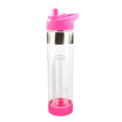 China Viable Promotional Water Bottle Amazon Hot Selling 24 Ounce BPA FREE Tritan Fruit Infuser Water Bottles With Flip Top Lid for sale