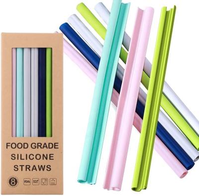 China 2020 New Arrival Hot Selling Edible Grade Sustainable Reusable No Brush Needed Silicone Drinking Straw, Easily Open And Close for sale