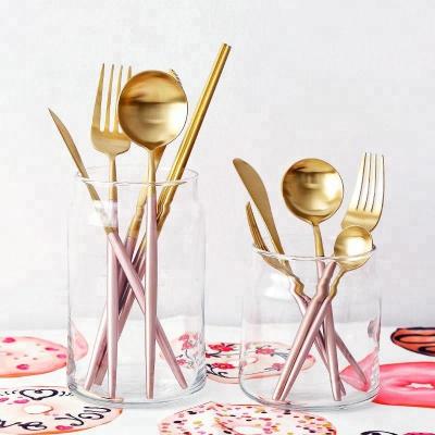 China Viable Stainless Steel Matte Gold Silverware Set, Kitchen Stainless Steel Flatware Set Forks and Spoons, Dinnerware Utensil Cutlery Set for sale