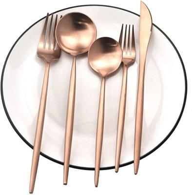 China Elegant Copper Flatware Sustainable Matte Finish Luxury Gold 18/10 Stainless Steel Dinnerware Sets Wedding Copper Silverware for sale