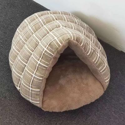 China Non-slip Deep Sleeping Pet Indoor Sold Square, Round, Triangular Warm Nest Cushion Winter Plush Pet Cave Thick Sleeping Bed for sale