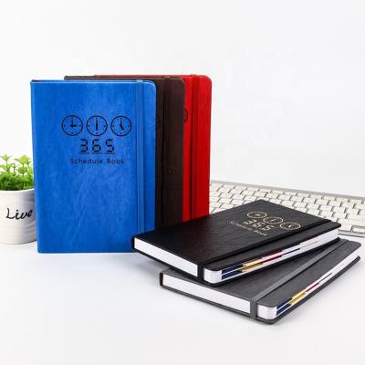 China 2022 Eco-friendly Agenda Agenda Diary Notebook A5 PU Paper Pulp Leather 365 Notebook Diary Planner With Elastic Band for sale