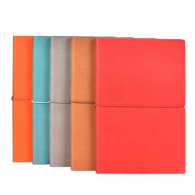 China Colorful Hardcover Book Softcover Colored Page Edges Leather Diary Business Planner Notebook Organizer With Elastic Strap for sale