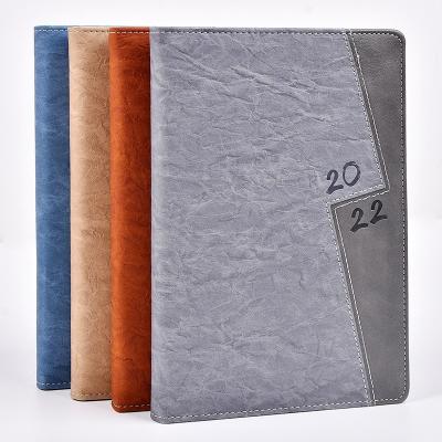 China Luxury A5 Hardcover Desk Calendar Daily Weekly Monthly Planners Personalized Agenda 2022 Leather Notebook for sale