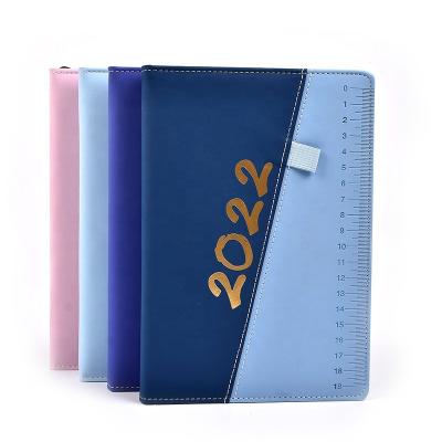 China 2022 Leather Diary Notebook Pen Loop A5 Canlendar Planner Sale Cover Hardcover Girls Macaron Hot Double Color for sale