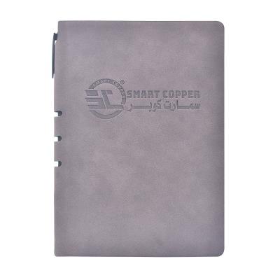 China Customs Office Stationery Deboss Logo Vintage Thick Soft Cover Printed Leather Diary Lined Notebook A5 for sale