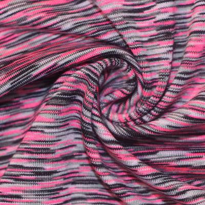 China Other 82 Polyester 18 Spandex Fabric Space Dye Jersey Weft Fabric For Sportswear for sale