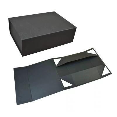 China Recyclable Black UV Coating Book Form Folding Recycled Paper Gift Packaging Folding Magnetic Custom Closing Logo Shoe Paper Box for sale