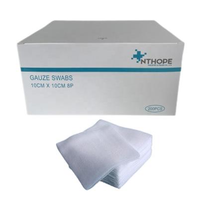 China Hospital Medical medical non sterile gauze swabs 10cm x 10cm 8P gauze pad dressing for sale