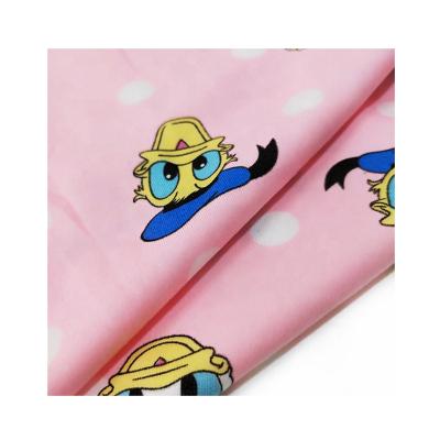 China Cartoon Duck Print 100d Pink 4 Way Stretch Polyester Spandex Knitted Fabric Shrink-Resistant dty Brushed Inside for sale