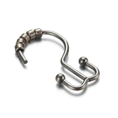 China New Design Eco-Friendly Luxurious Curtain Tiebacks Double Curtain Nose Hook Rings With Rollers for sale