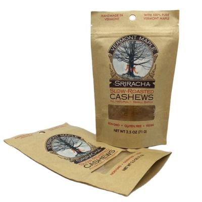 China HS Moisture Proof Custom Coffee Bags For Snacks Kraft Paper Holder Up Zip Lock Cashews Packaging Pouch for sale