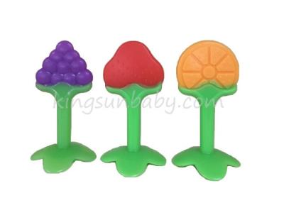 China Food Grade Pure Silicone Baby Teether Natural Teething Toys , Grape Strawberry Orange Design for sale