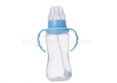 China Blue / Yellow 8 oz Arc Shape Standard Neck Baby Feeding Bottle With Straw for sale