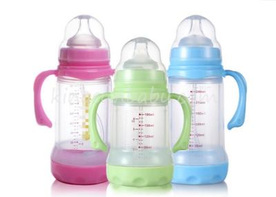 China Double Deck Borosilicate Glass Baby Bottles 180ML With Handles Wide Neck for sale