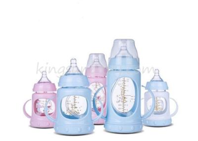 China Baby Glass Feeding Bottles With PP Sleeve , Baby Bottles For Breastfeeding for sale