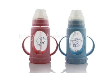 China Drop Resistant Wide Neck Feeding Baby Bottle With PP Sleeve 180ML Eco-Friendly for sale