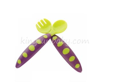 China Colorful Plastic Baby Feeding Cutlery Set Lovely Kids Weaning Spoon Fork Set for sale