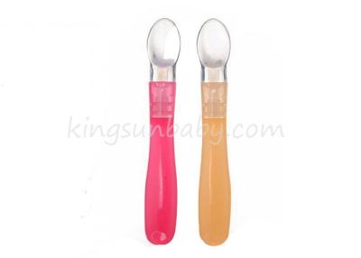 China Soft Silicone Feeding Spoons For Toddlers , Curved Baby Spoon Heat Resistant 480 F for sale