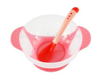 China Feeding Suction Cup Bowls With Color Changing Cutlery Spoon High Transparent Lid for sale