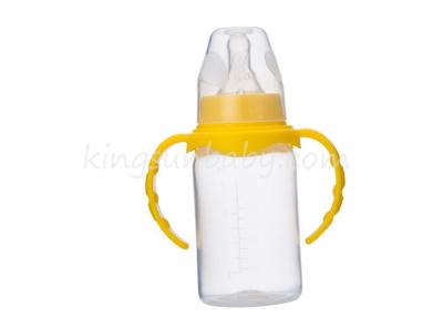 China Transparent Standard Neck Baby Bottles PP Feeding Bottle With Soft Soother / Handle for sale