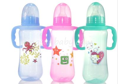 China Colored baby feeding bottles with Handles , milk bottle for baby Normal Neck for sale