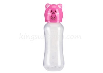 China Arc Shape Baby PP Feeding Bottle With Animal Cap In Standard Neck 8oz for sale