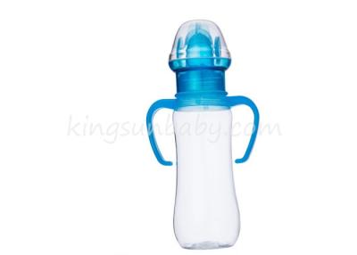 China FDA Standard Neck Baby Bottles 240ml Arc PP Feeding Bottle With Teething Ring Rattle for sale