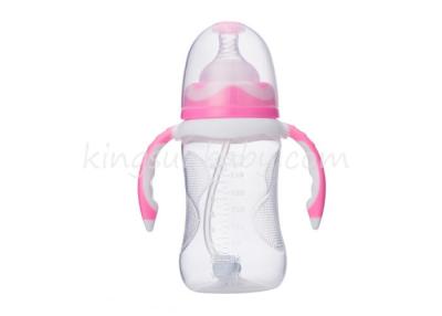 China Peanut Embossed Plastic Baby Feeding Bottles With Double Colors Handle 240ml for sale