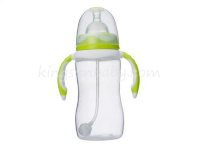 China Wide Neck Clear Nursing Wide Neck Baby Bottle with Double Colors Handle for sale