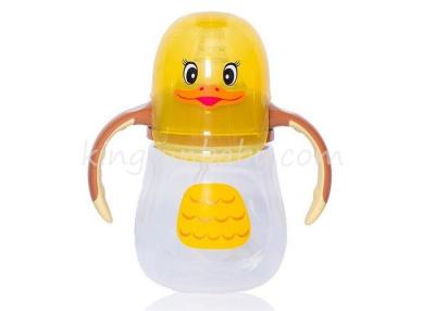 China Cartoon Baby Wide Neck Plastic Bottles with Double Colors Handle , Durable Nursing Bottle for sale