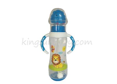 China Rattle Design Plastic Feeding Bottles For Babies With Handles with Color Changing Base for sale