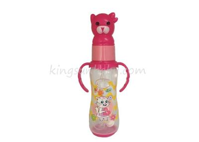 China PP Plastic Feeding Bottle Regular Neck with Cat Design Cap Color Changing Base 270ml for sale