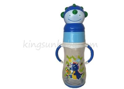 China 12 Ounce Sensor Plastic Wide Neck Baby Bottle with Dinosaur Cap Wide Neck 350ml for sale