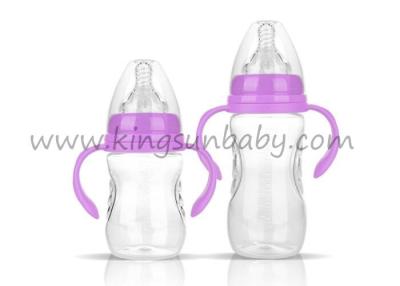 China 180ml 240ml BPA geben breite Hals-Baby-Flaschen-Bogen-Form mit LSR-Nippel/-griff frei zu verkaufen