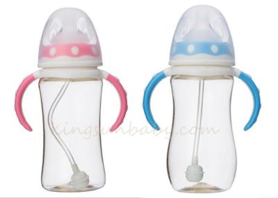 China Double Color Hand Wide Neck PPSU Baby Bottle , LSR Soother And Straw for sale