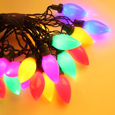 China Outdoor Decoration C9 Led 100Bulbs String Multicolor Christmas Lights Multicolored Multi Faceted Christmas Garlands Outdoor Lights for sale