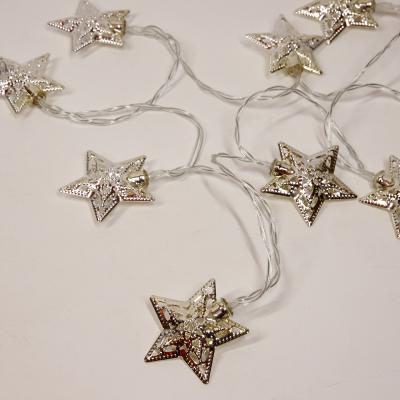 China Indoor Decor Led Fairy String Lights Silver Metal Star Led String Light Room Party Wall Christmas Decoration for sale